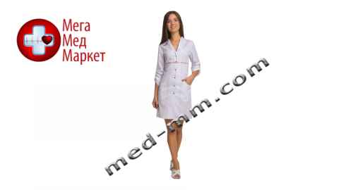 Купить Медицинский халат женский Бостон белый/красный печворк №58 цена, характеристики, отзывы